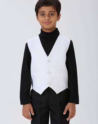 solid sleeveless waist coat - white 1