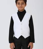 solid sleeveless waist coat - white