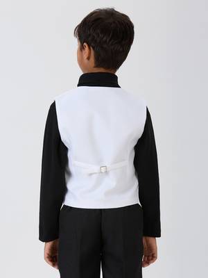 solid sleeveless waist coat - white 2