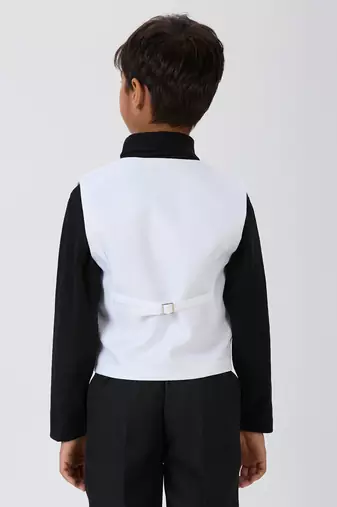 solid sleeveless waist coat - white