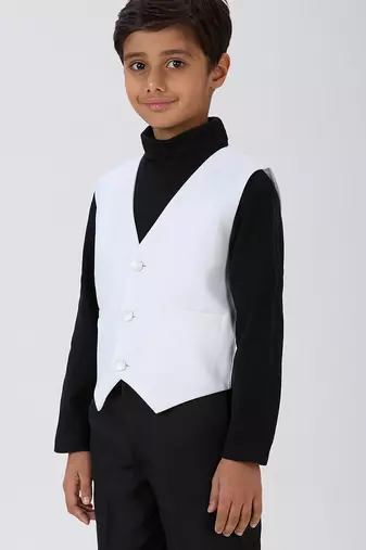 solid sleeveless waist coat - white