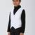 solid sleeveless waist coat - white