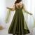 Bright mahendi flared anarkali suit set with dupatta and pants