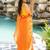 Women's bright orange chevron print golden lace border chiffon saree with unstiched blouse piece