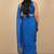Women's royal blue chevron print golden lace border chiffon saree with unstiched blouse piece