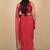 Women's red chevron print golden lace border chiffon saree with unstiched blouse piece
