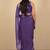 Women's purple chevron print golden lace border chiffon saree with unstiched blouse piece