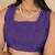 Women's purple chevron print golden lace border chiffon saree with unstiched blouse piece