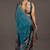Women's turquoise foil print block print golden lace border chiffon saree with unstiched blouse piece