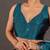 Women's turquoise foil print block print golden lace border chiffon saree with unstiched blouse piece