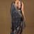 Women's black foil print block print golden lace border chiffon saree with unstiched blouse piece