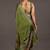 Women's olive green foil print block print golden lace border chiffon saree with unstiched blouse piece