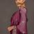 Women's deep magenta foil print block print golden lace border chiffon saree with unstiched blouse piece