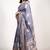 Women's violet peacock block print copper zari border cotton silk saree with unstiched blouse piece