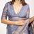 Women's violet peacock block print copper zari border cotton silk saree with unstiched blouse piece