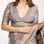 Women's taupe/beige peacock block print copper zari border cotton silk saree with unstiched blouse piece