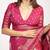 Women's rani pink peacock block print copper zari border cotton silk saree with unstiched blouse piece
