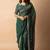 Women's green striped leheriya print embroidered lace border georgette saree with unstiched blouse piece