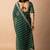 Women's green striped leheriya print embroidered lace border georgette saree with unstiched blouse piece