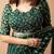 Women's green striped leheriya print embroidered lace border georgette saree with unstiched blouse piece