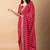 Women's red striped leheriya print embroidered lace border georgette saree with unstiched blouse piece