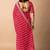 Women's red striped leheriya print embroidered lace border georgette saree with unstiched blouse piece