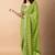 Women's parrot green striped leheriya print embroidered lace border georgette saree with unstiched blouse piece