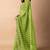 Women's parrot green striped leheriya print embroidered lace border georgette saree with unstiched blouse piece