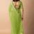 Women's parrot green striped leheriya print embroidered lace border georgette saree with unstiched blouse piece