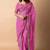 Women's pink striped leheriya print embroidered lace border georgette saree with unstiched blouse piece
