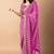 Women's pink striped leheriya print embroidered lace border georgette saree with unstiched blouse piece