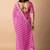 Women's pink striped leheriya print embroidered lace border georgette saree with unstiched blouse piece