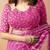 Women's pink striped leheriya print embroidered lace border georgette saree with unstiched blouse piece