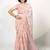 Women's peach floral print silver zari border cotton blend saree with unstiched blouse piece