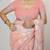 Women's peach floral print silver zari border cotton blend saree with unstiched blouse piece