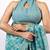 Women's turquoise floral print golden zari border cotton blend saree with unstiched blouse piece