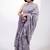 Women's lavender floral print golden zari border cotton blend saree with unstiched blouse piece