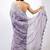 Women's lavender floral print golden zari border cotton blend saree with unstiched blouse piece