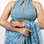 Women's blue floral print golden zari border cotton blend saree with unstiched blouse piece