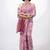 Women's pink floral print golden zari border cotton blend saree with unstiched blouse piece