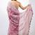 Women's pink floral print golden zari border cotton blend saree with unstiched blouse piece