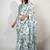 Women's white floral print crochet lace border cotton blend saree with unstiched blouse piece
