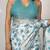 Women's white floral print crochet lace border cotton blend saree with unstiched blouse piece