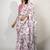 Women's white floral print crochet lace border cotton blend saree with unstiched blouse piece