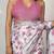 Women's white floral print crochet lace border cotton blend saree with unstiched blouse piece