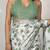 Women's white floral print crochet lace border cotton blend saree with unstiched blouse piece