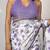 Women's white floral print crochet lace border cotton blend saree with unstiched blouse piece