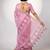 Women's pink block print golden zari woven cotton blend saree with unstiched blouse piece