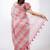 Women's peach floral print golden zari woven cotton blend saree with unstiched blouse piece