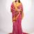 Women's rani pink ajrakh print golden zari woven cotton blend saree with unstiched blouse piece